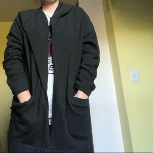 loft grey hooded open cardigan